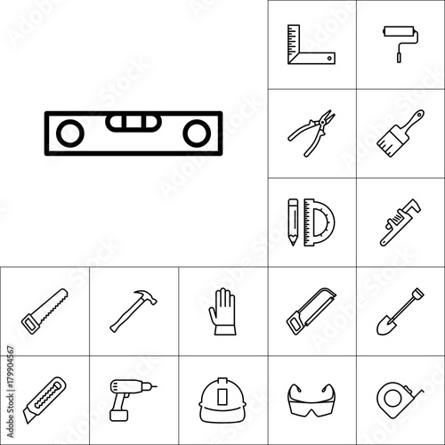 line bubble level icon on white background, construction set