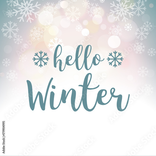 Hello Winter Blue Grey Snowflakes Vector Background 1