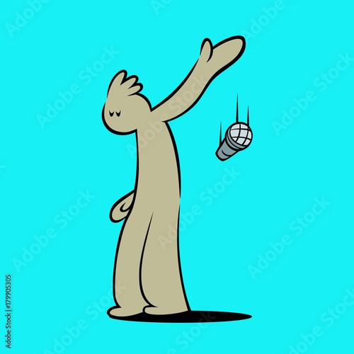 Cartoon character dropping the microphone. Drop the mic metaphor