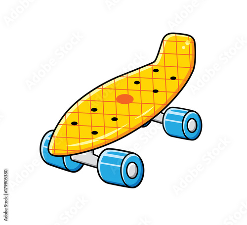Yellow plastic penny cruiser skateboard isolated.