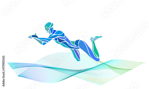Swimmer Breaststroke vector color silhouette