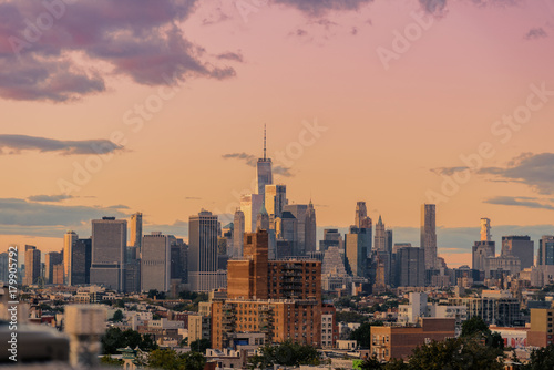 New York Skyline taken from Brooklyn at sunset