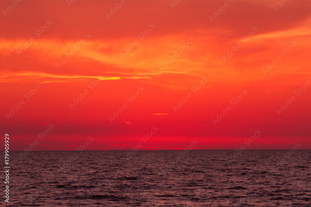 Sunset sea red