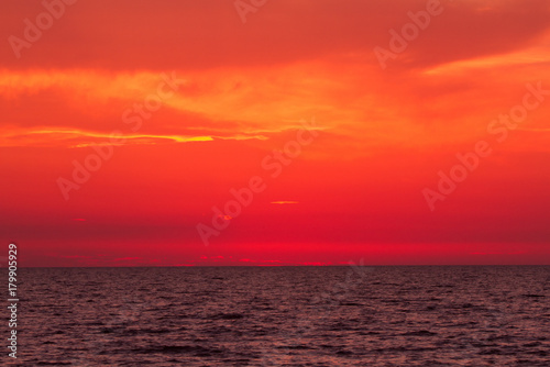 Sunset sea red