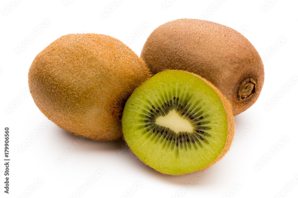 Kiwi fruit and sliced isolated on white background. Kiwi fruit and sliced isolated on white background.