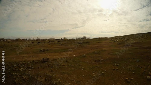 A wasteland with stones close to the border between Turkey and Syria photo