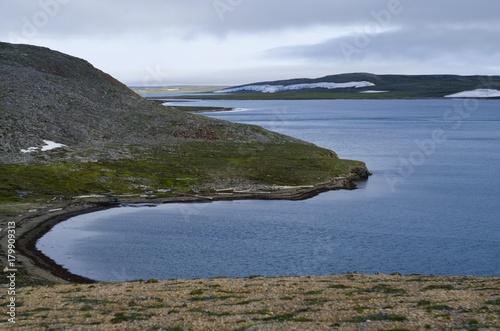 Stone cliffs of the Arctic archipelago Novaya Zemlya