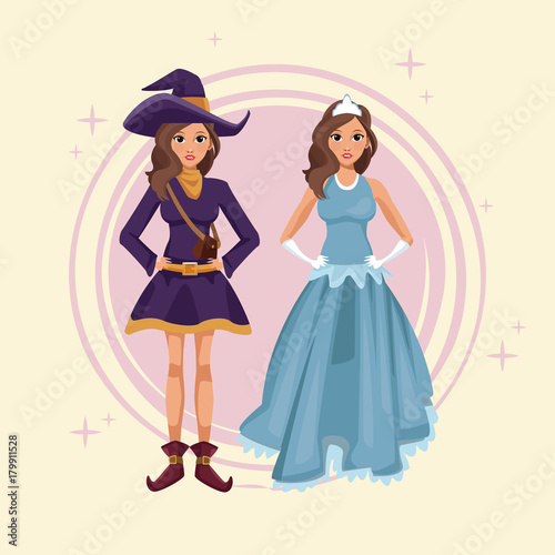 Women cosplay style icon vector illustration graphic design