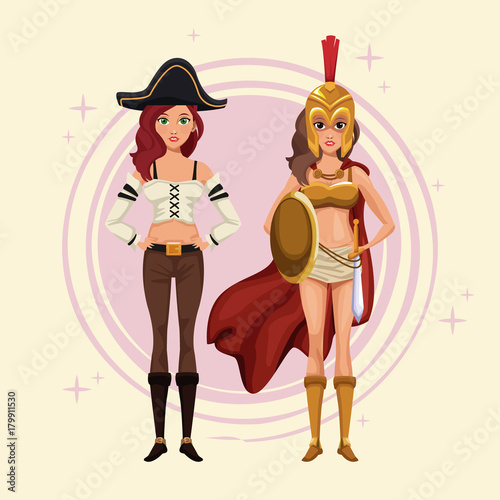 Women cosplay style icon vector illustration graphic design