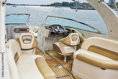 Interior of luxury yacht.