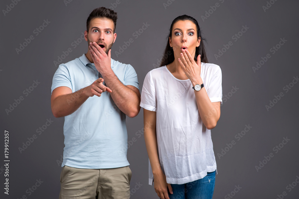 Nice young couple in the studio Nice young couple in the studio