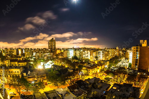 Panoramic view over Montevideo in Uruguay at night  