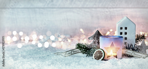 Wintry Merry Christmas festive panorama banner photo