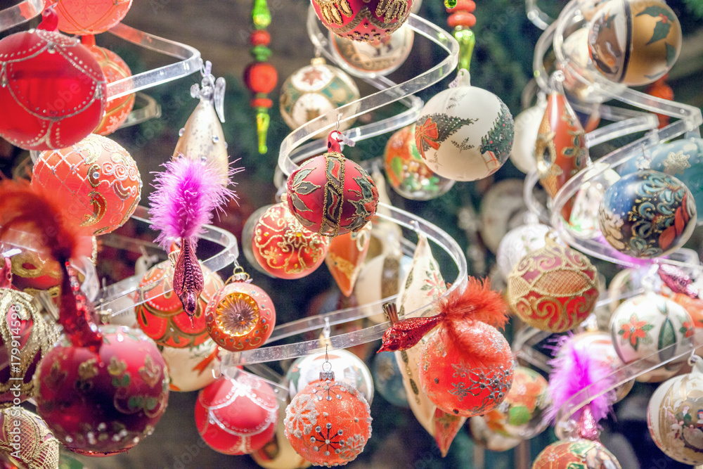 Christmas decorations on the market in Vienna