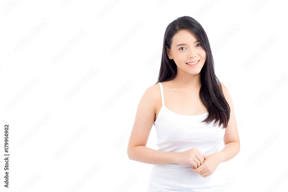 Portrait of beautiful asian woman makeup of cosmetic, beauty of girl with face smile attractive isolated on white background, perfect with wellness and healthcare concept. Portrait of beautiful asian woman makeup of cosmetic, beauty of girl with face smile attractive isolated on white background, perfect with wellness and healthcare concept.