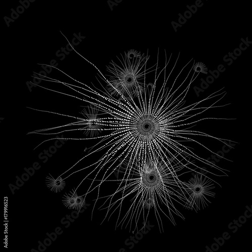 Flat Vector Computer Generated Dotted Helix Fractal - Generative Art  