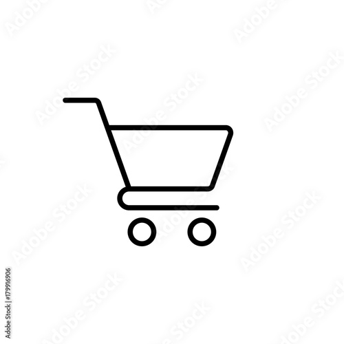 trolley, shopping, market basket, web store line icon black on white