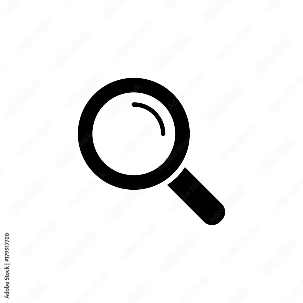 loupe, lupe, search, zoom tool, black simple icon on white Stock Vector |  Adobe Stock