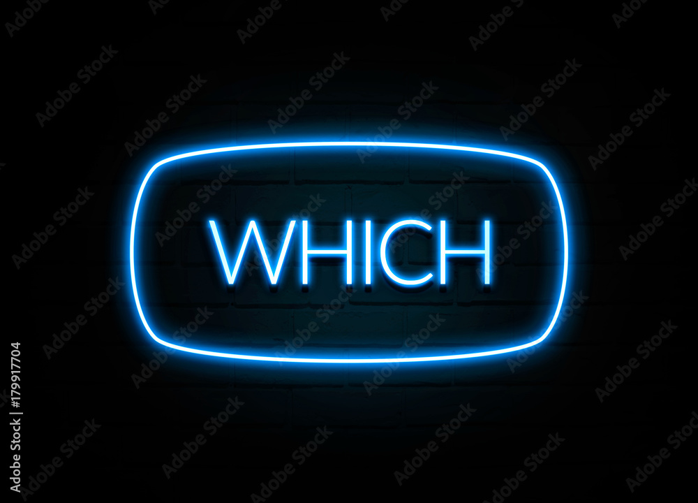 Which - colorful Neon Sign on brickwall Which - colorful Neon Sign on brickwall