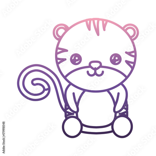 cute tiger icon over white background vector illustration