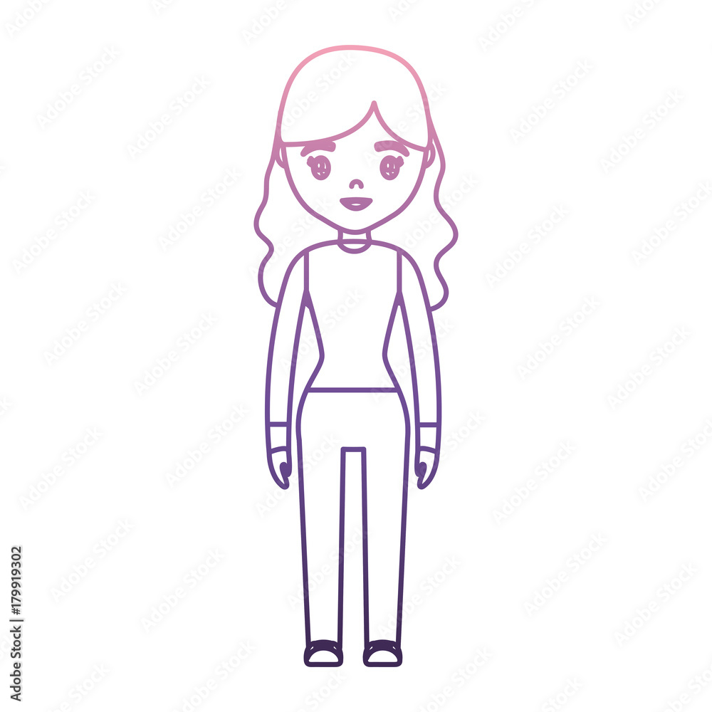 young girl standing icon over white background vector illustration