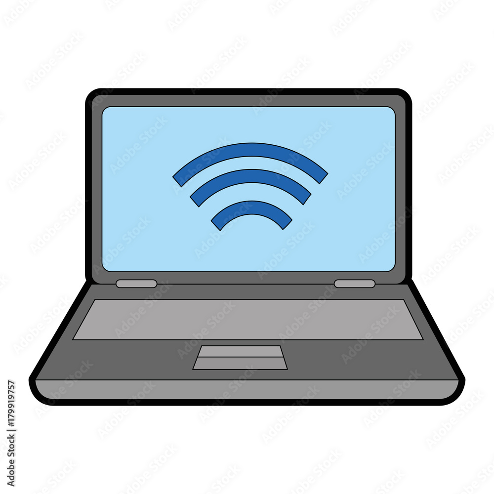 laptop computer with wifi signal vector illustration design laptop computer with wifi signal vector illustration design