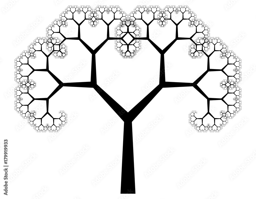 Flat Vector Computer Generated  L-system Branching Fractal - Pythagorean Tree - Generative Art   - obrazy, fototapety, plakaty 