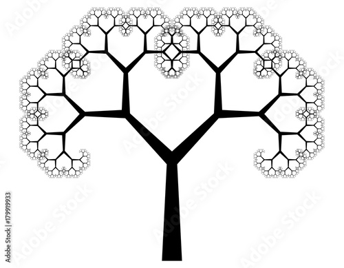 Flat Vector Computer Generated  L-system Branching Fractal - Pythagorean Tree - Generative Art  