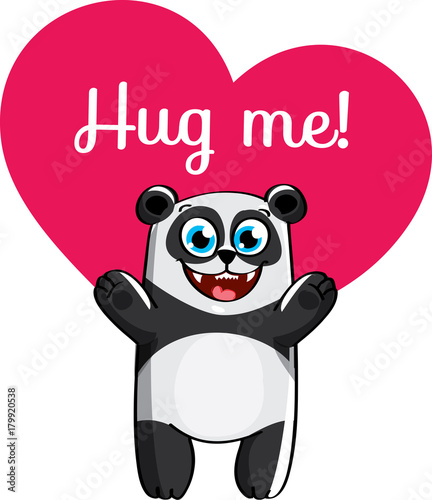 Fototapeta Naklejka Na Ścianę i Meble -  Cartoon panda ready for a hugging