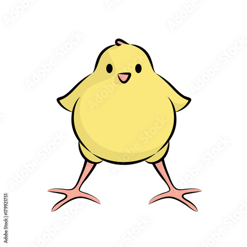 Cute Little Chick. Vector Illustration Of A Baby Chicken.Front View.