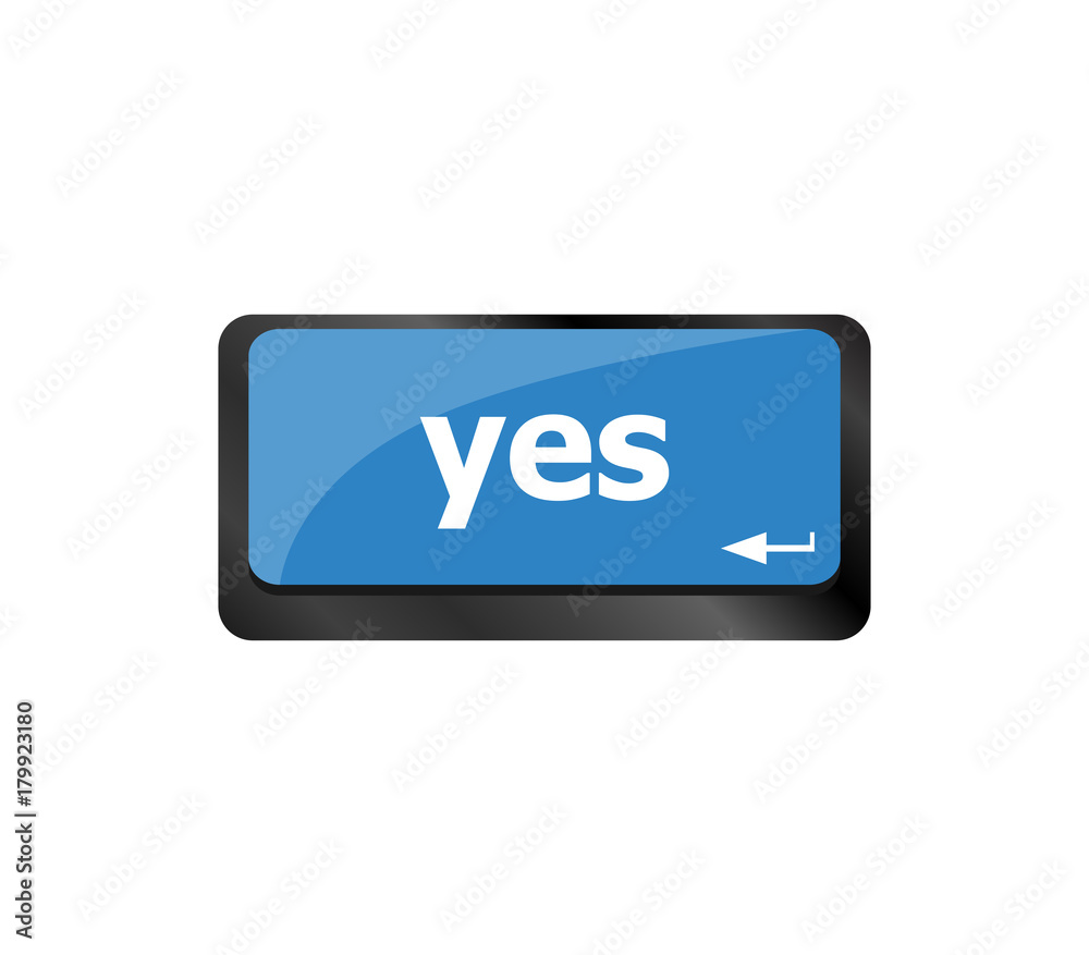 Computer keyboard key with Yes key - business technology