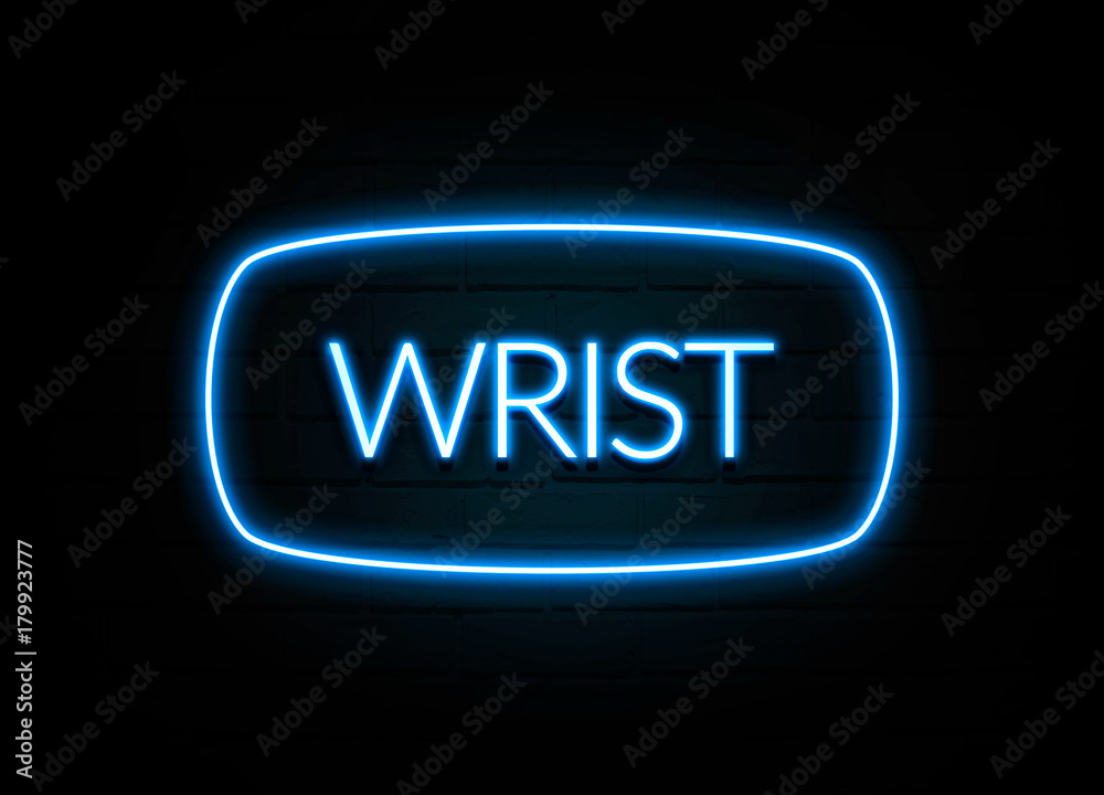 Wrist - colorful Neon Sign on brickwall Wrist - colorful Neon Sign on brickwall
