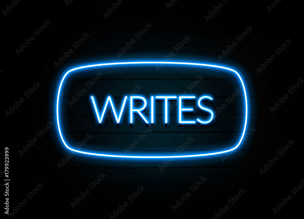 Writes  - colorful Neon Sign on brickwall