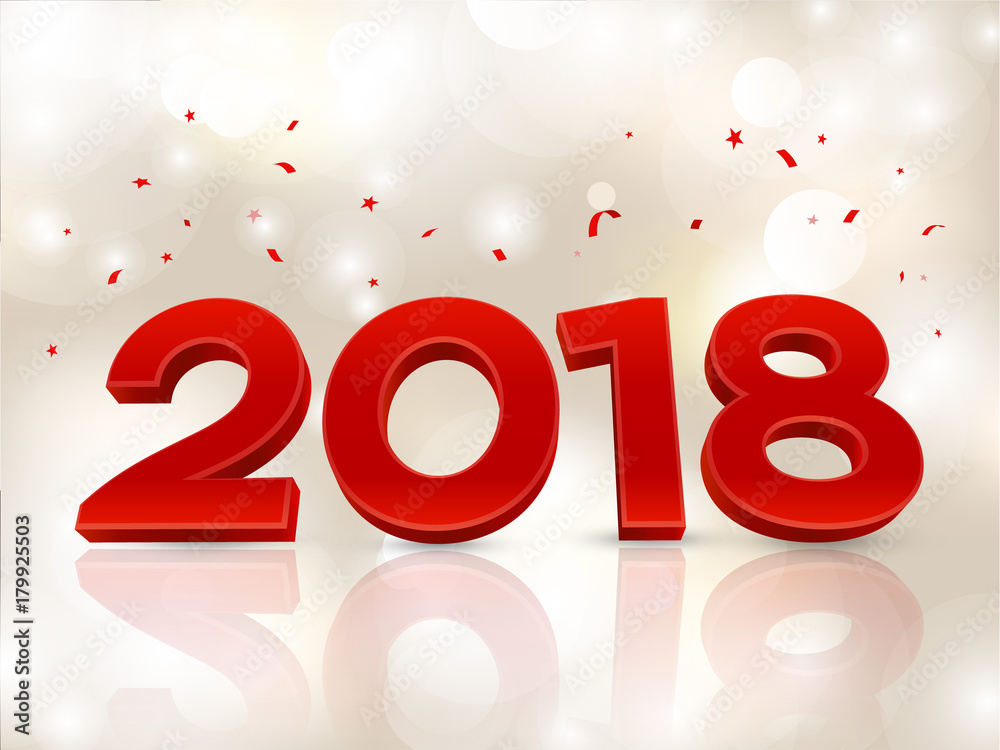 2018 3D figures in the isometric. 2018 Geometry numbers. New year sign for greeting card or poster. Vector Illustration.