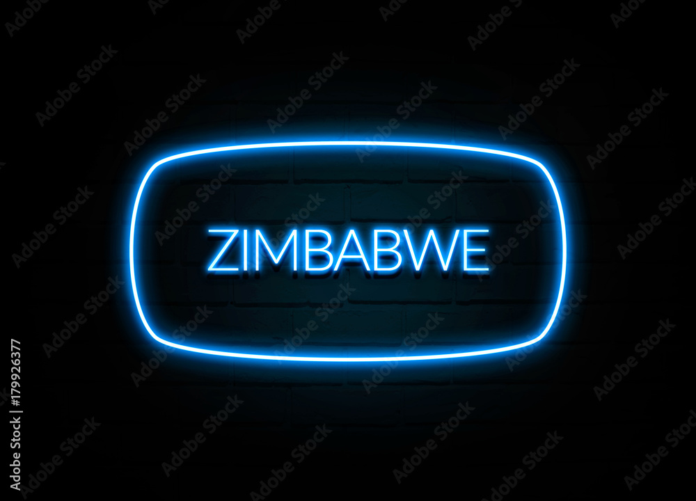 Zimbabwe  - colorful Neon Sign on brickwall