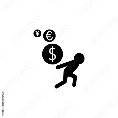 currency dizziness. currency floating around a persons icon. Finance elements. Premium quality graphic design. Simple icon for websites, web design, mobile app, info graphics photo
