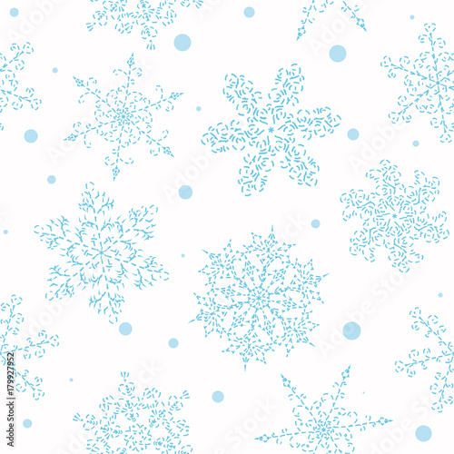 Set of hand-drawn black-and-white snowflake 