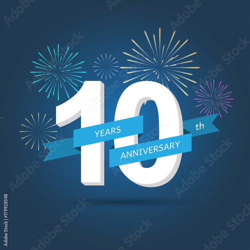 Anniversary celebration of numbers background with fireworks. vector illustration