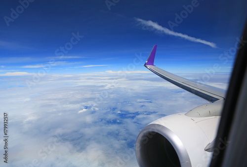 The Beautiful cloud sky view from aeroplane window.
