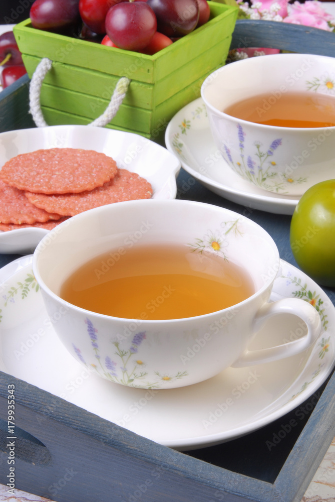 Cup of English tea with biscuits Cup of English tea with biscuits