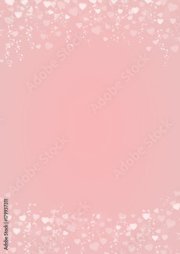 Pink background with hearts header and footer