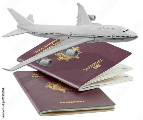 avion blanc sur passeports