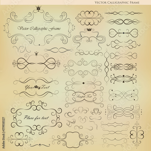 A set of vintage elements on a piece of paper