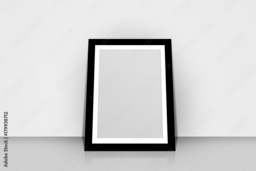 Realistic Black Picture Frame on Wall Realistic Black Picture Frame on Wall