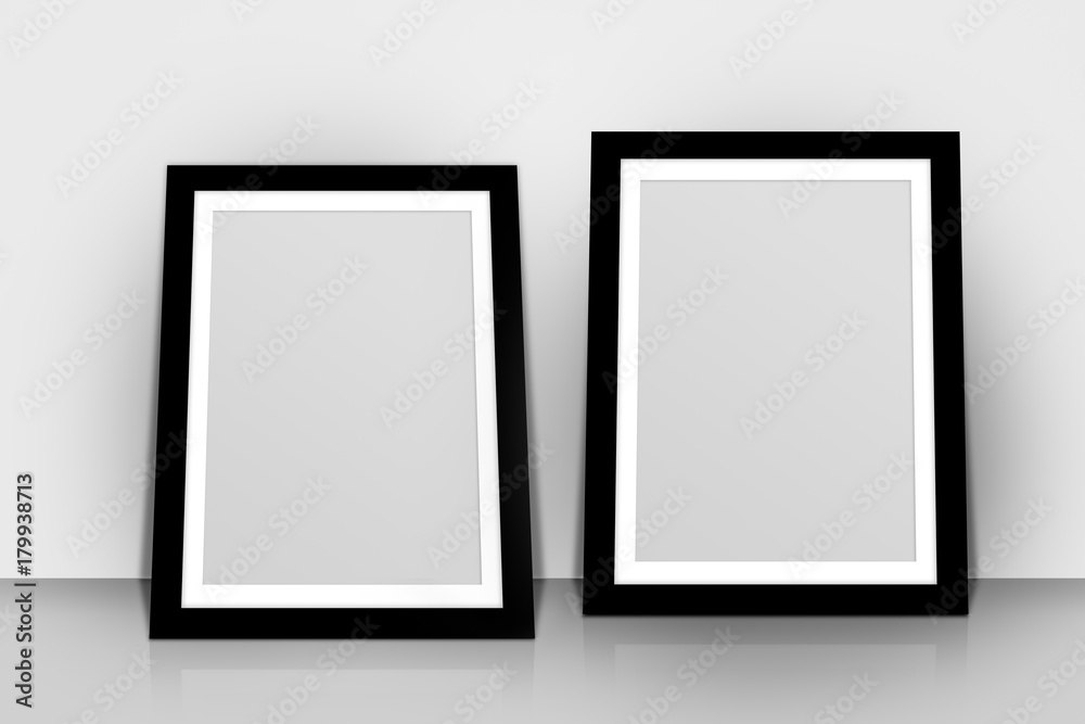 Realistic Black Picture Frame on Wall Realistic Black Picture Frame on Wall