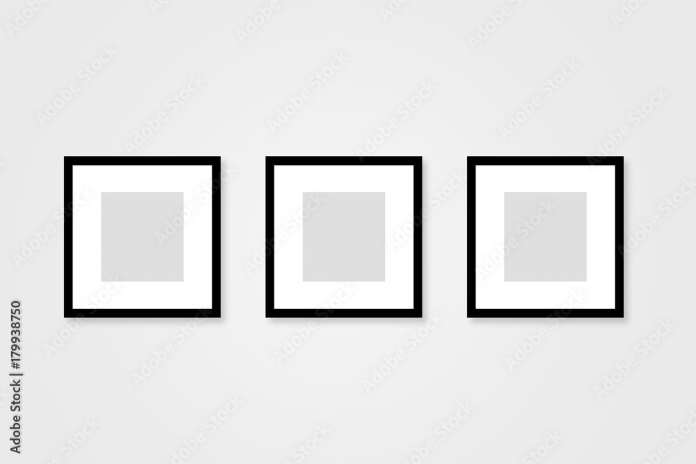 Realistic Black Picture Frame on Wall Realistic Black Picture Frame on Wall