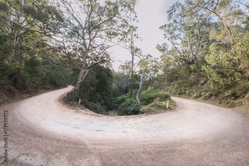 A hairpin bend on Wombeyan Caves Road in the Southern Highlands of NSW, Australia