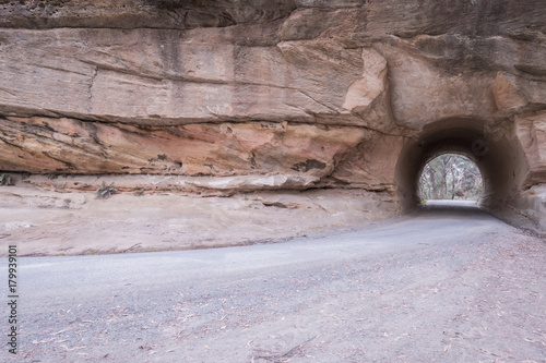 Wombeyan Caves Road going through a man-made tunnel