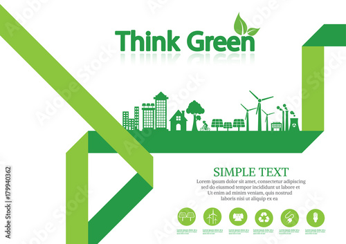 Ecology connection  concept background . Vector infographic illustration