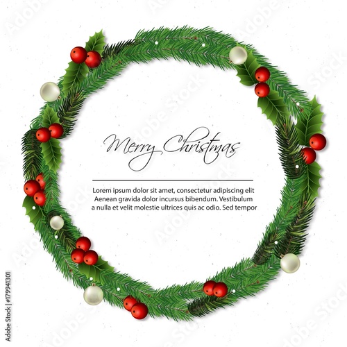 merry chrismas wreath vector desgin